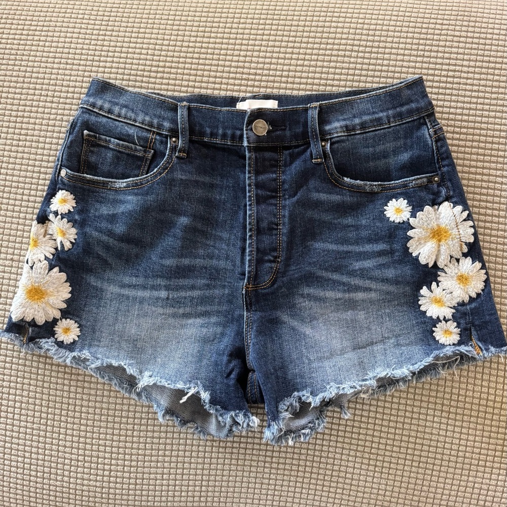 Floral Embroidered Denim Shorts